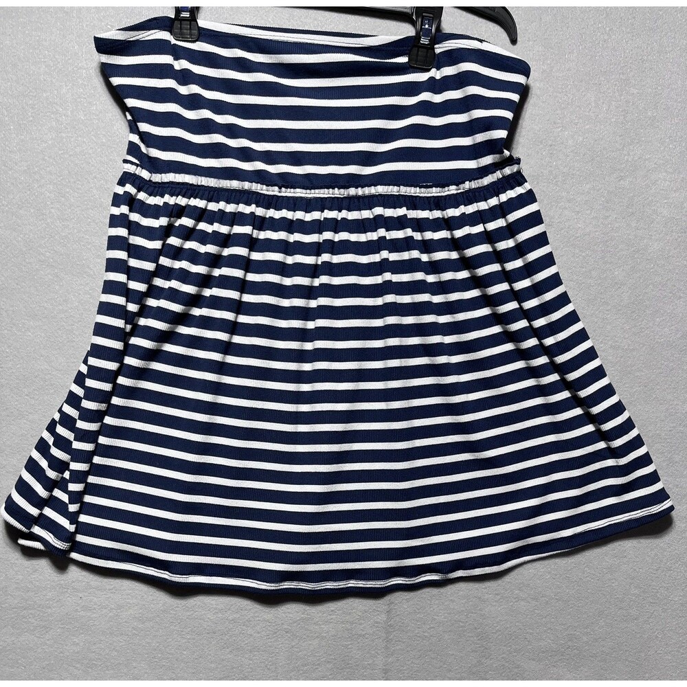 Rebellious Navy White Stripe Strapless Peplum Top Women’s XL Stretch